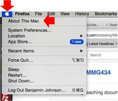 About this Mac navigation